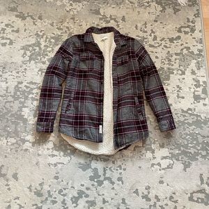 PACSUN Flannel Shirt Jacket Sherpa